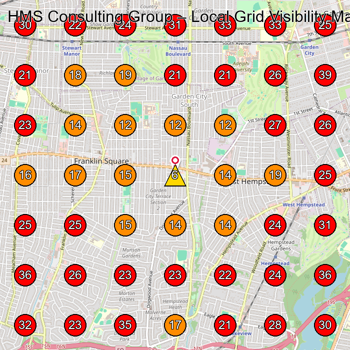 HMS Consulting Group GeoGrid visibility map for Stucco Contractor in West Hempstead